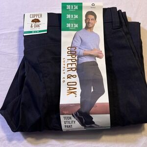 Copper & Oak Supply Co Tech Utility Pants Black Straight Fit 38 x 34 Mens NWT